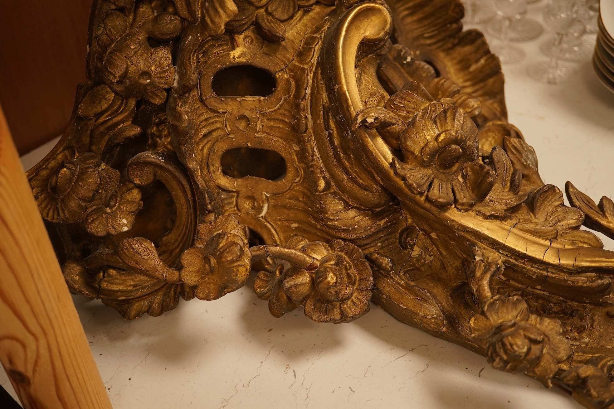 A Rococo style gilt wall bracket, 43cm high